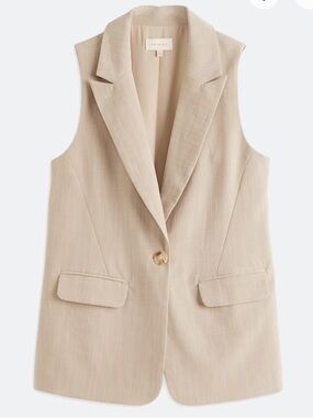 Skies Are Blue Adora Longline Vest in Beige l Tailored Vest